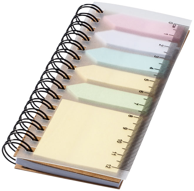 Branded Spinner spiral notebook with coloured sticky notes