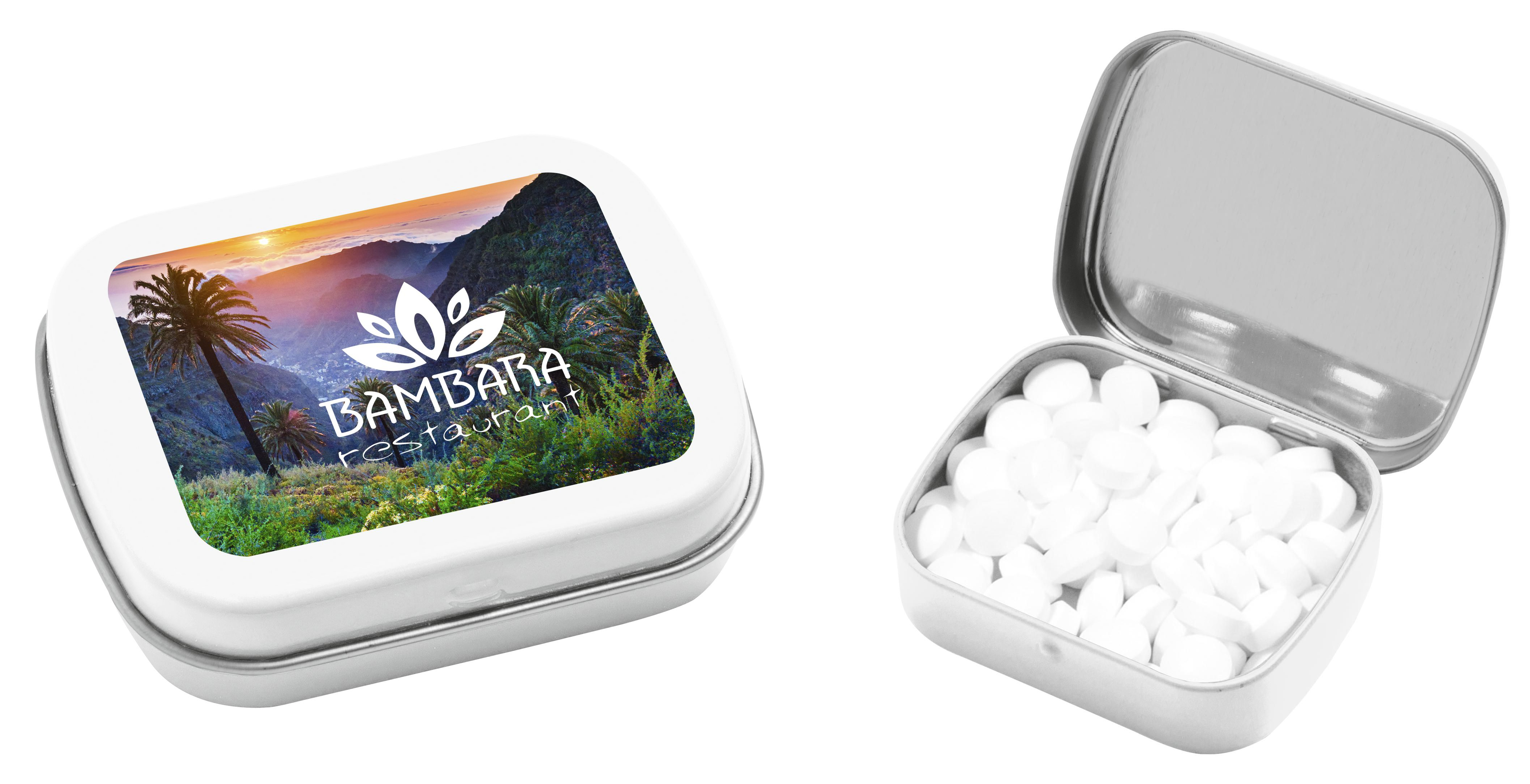 Promotional Tinbox Peppermints White