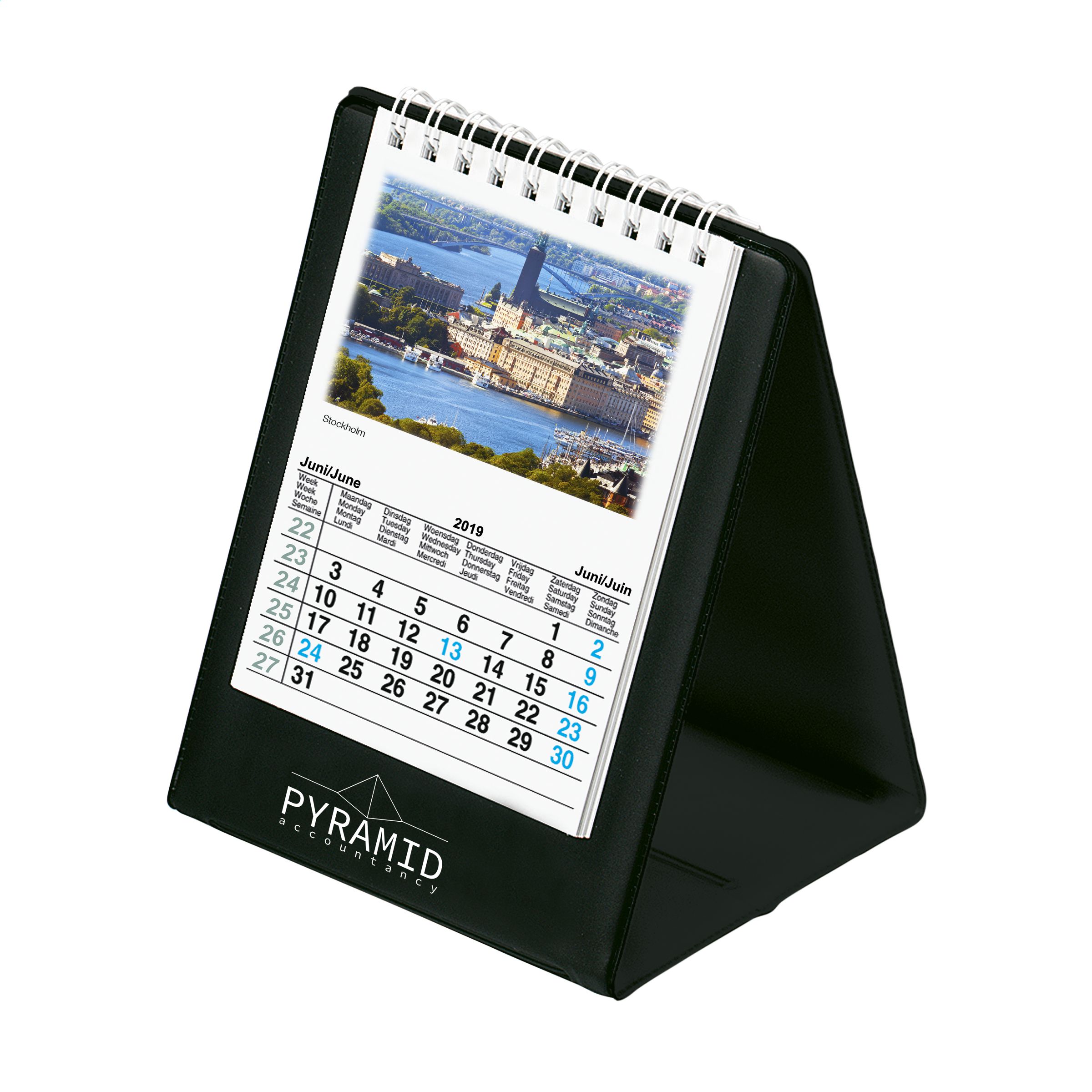 Printed Desk Calendar Skyline Grey