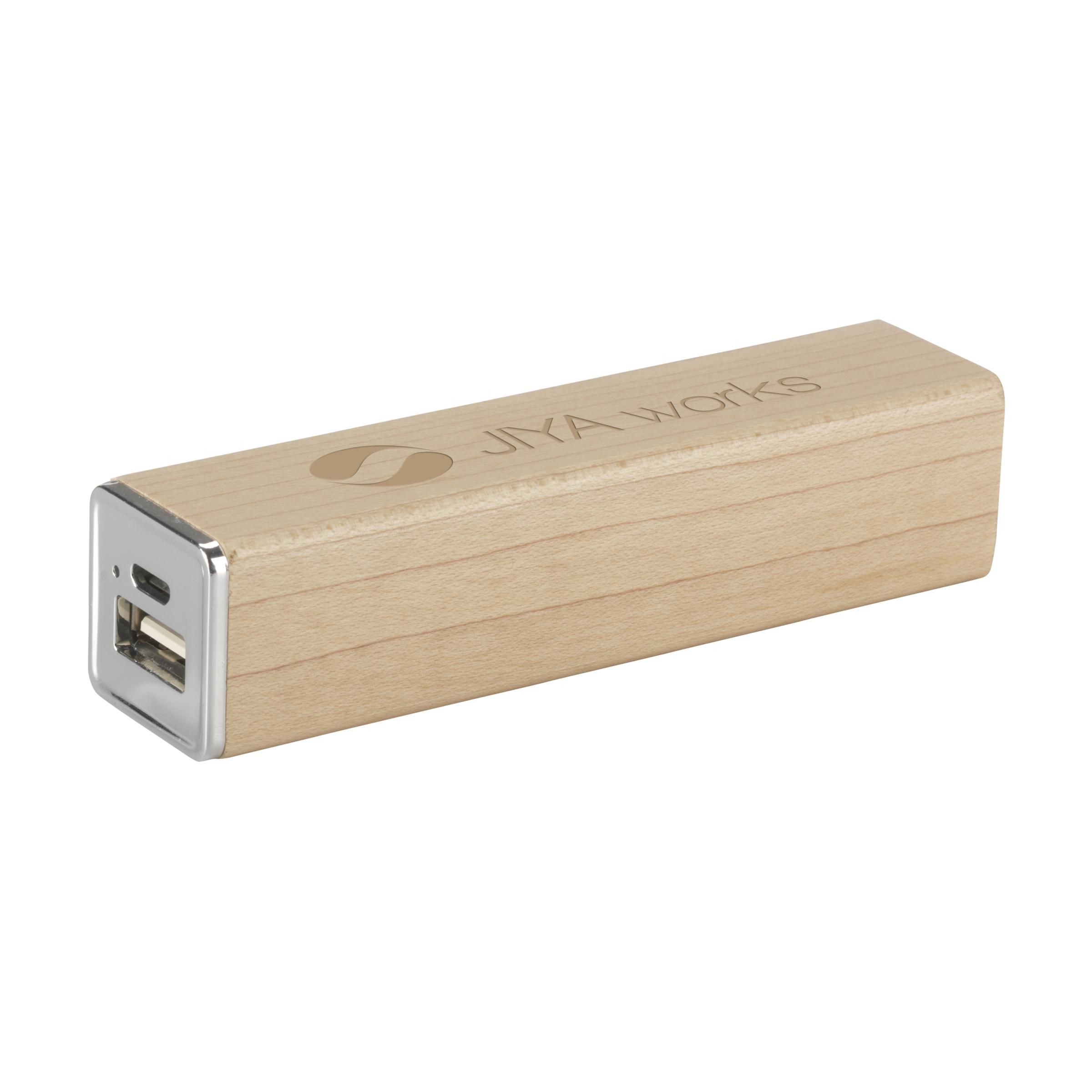 Branded Powercharger2000Wood Powerbank Light-Brown