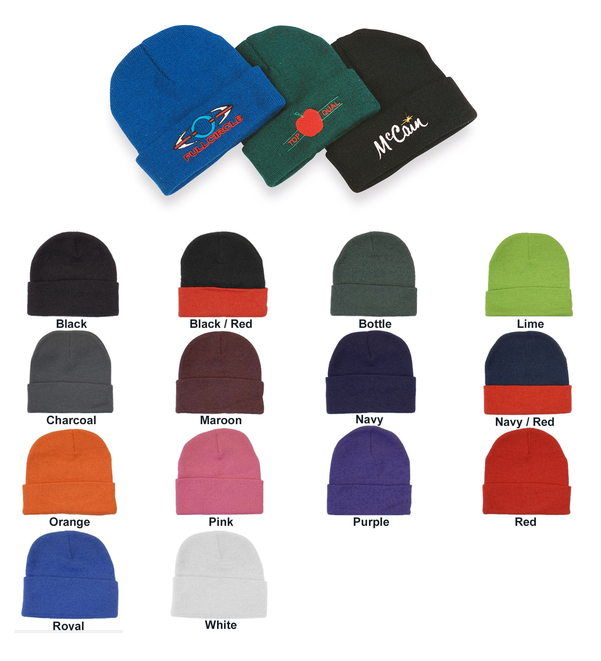 Promotional Acrylic beanie with turn up