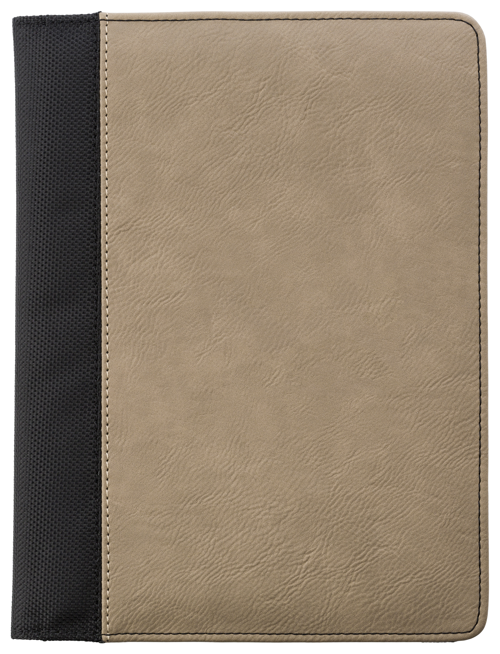 Promotional A5 Pad folio with PU cover,  a large internal pocket, one smaller sewed on pocket, an elasticated pen loop, and a 50 page lines note pad. 