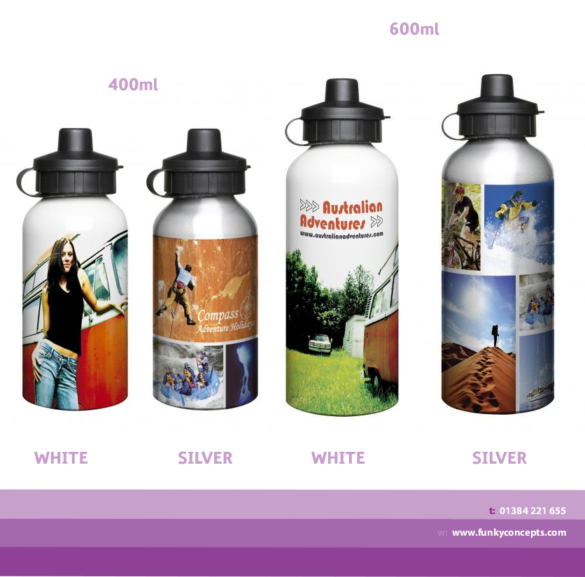 Promotional Aluminium 400ml White Drink Bottle                