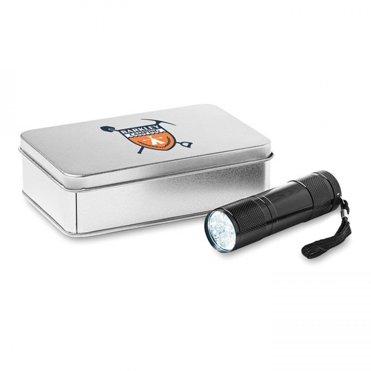 Promotional LED torch in tin box