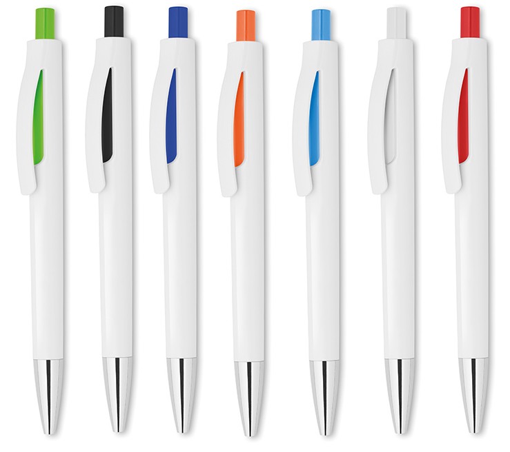 Promotional Push button pen with white bar