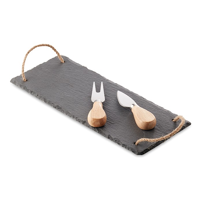 Personalised Slate Cheeseboard With 2 Knive