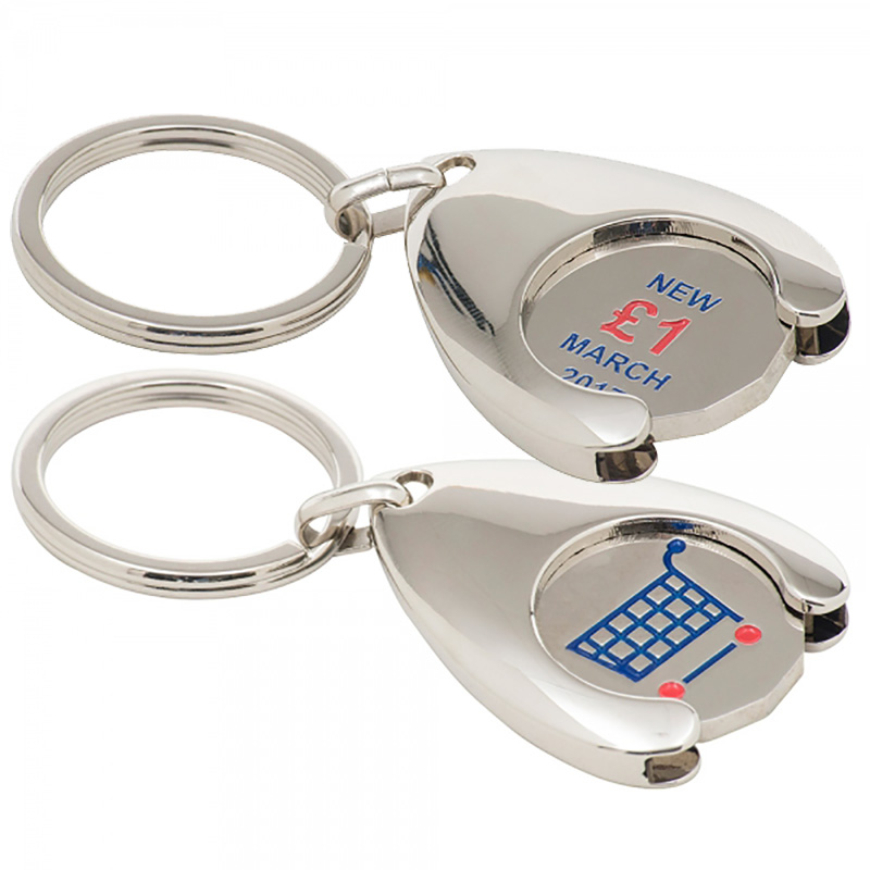 Promotional Wishbone Trolley Coin Keyring - Printed - 2 Sides